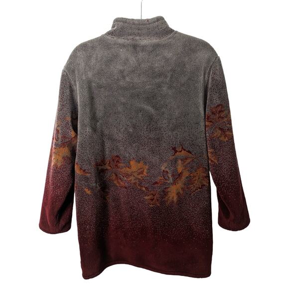 Vintage Denali Reversible Fleece  Coat Leaf Pattern Grey Red Size Small - Picture 2 of 12